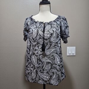 Paisley Print Women's Top - Black and White